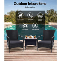 Outdoor Furniture Patio Set Wicker Outdoor Conversation Set Chairs Table 3PCS Outdoor Furniture Kings Warehouse 
