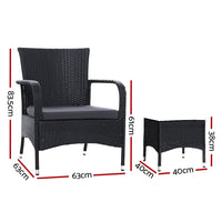 Outdoor Furniture Patio Set Wicker Outdoor Conversation Set Chairs Table 3PCS Outdoor Furniture Kings Warehouse 