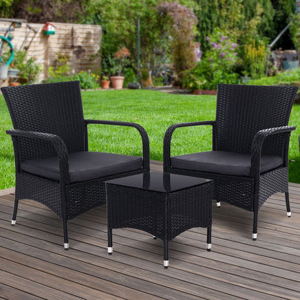 Outdoor Furniture Patio Set Wicker Outdoor Conversation Set Chairs Table 3PCS Outdoor Furniture Kings Warehouse 