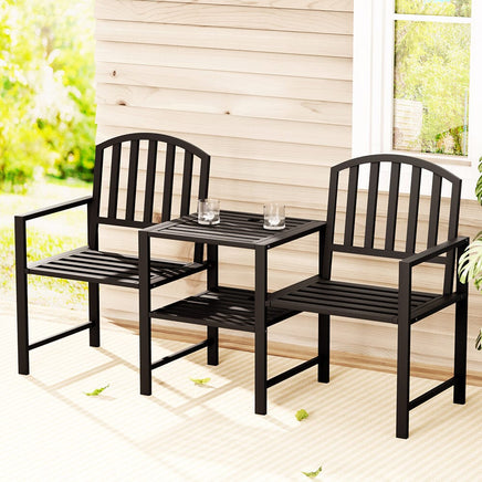Outdoor Garden Bench Steel Table and chair Patio Furniture Loveseat Park Kings Warehouse 