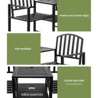 Outdoor Garden Bench Steel Table and chair Patio Furniture Loveseat Park Kings Warehouse 