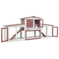 Outdoor Large Rabbit Hutch Brown and White 204x45x85 cm Wood Kings Warehouse 