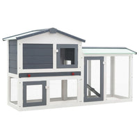 Outdoor Large Rabbit Hutch Grey and White 145x45x85 cm Wood Coops & Hutches Supplies Kings Warehouse 