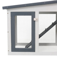 Outdoor Large Rabbit Hutch Grey and White 204x45x85 cm Wood Coops & Hutches Supplies Kings Warehouse 