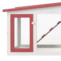 Outdoor Large Rabbit Hutch Red and White 204x45x85 cm Wood Coops & Hutches Supplies Kings Warehouse 