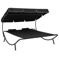 Outdoor Lounge Bed with Canopy and Pillows Black Kings Warehouse 