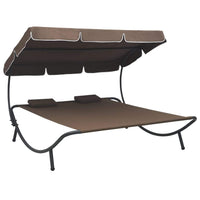 Outdoor Lounge Bed with Canopy and Pillows Brown Kings Warehouse 