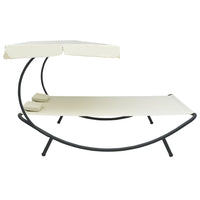 Outdoor Lounge Bed with Canopy and Pillows Cream White Kings Warehouse 