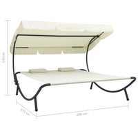 Outdoor Lounge Bed with Canopy and Pillows Cream White Kings Warehouse 