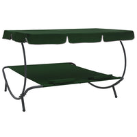 Outdoor Lounge Bed with Canopy and Pillows Green Kings Warehouse 