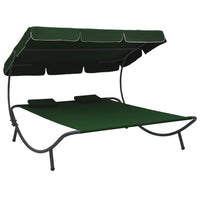 Outdoor Lounge Bed with Canopy and Pillows Green Kings Warehouse 