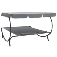 Outdoor Lounge Bed with Canopy and Pillows Grey Kings Warehouse 