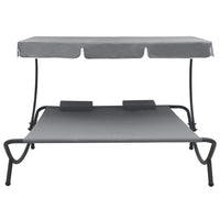 Outdoor Lounge Bed with Canopy and Pillows Grey Kings Warehouse 