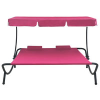 Outdoor Lounge Bed with Canopy and Pillows Pink Kings Warehouse 