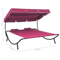 Outdoor Lounge Bed with Canopy and Pillows Pink Kings Warehouse 