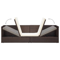 Outdoor Lounge Bed with Cushion & Pillows Poly Rattan Brown Outdoor Furniture Kings Warehouse 