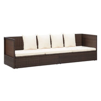 Outdoor Lounge Bed with Cushion & Pillows Poly Rattan Brown Outdoor Furniture Kings Warehouse 