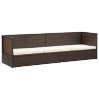 Outdoor Lounge Bed with Cushion & Pillows Poly Rattan Brown Outdoor Furniture Kings Warehouse 