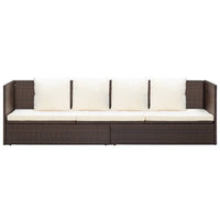 Outdoor Lounge Bed with Cushion & Pillows Poly Rattan Brown Outdoor Furniture Kings Warehouse 