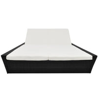 Outdoor Lounge Bed with Cushion Poly Rattan Black Kings Warehouse 