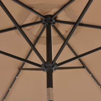 Outdoor Parasol with LED Lights and Steel Pole 300 cm Taupe Kings Warehouse 