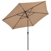 Outdoor Parasol with LED Lights and Steel Pole 300 cm Taupe Kings Warehouse 