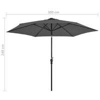 Outdoor Parasol with LED Lights and Steel Pole 300cm Anthracite Kings Warehouse 