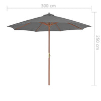 Outdoor Parasol with Wooden Pole 300 cm Anthracite Kings Warehouse 
