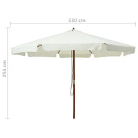 Outdoor Parasol with Wooden Pole 330 cm Sand White Kings Warehouse 