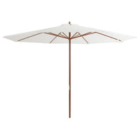 Outdoor Parasol with Wooden Pole 350 cm Sand White Kings Warehouse 
