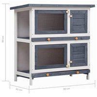 Outdoor Rabbit Hutch 4 Doors Grey Wood Kings Warehouse 