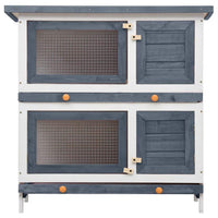 Outdoor Rabbit Hutch 4 Doors Grey Wood Kings Warehouse 