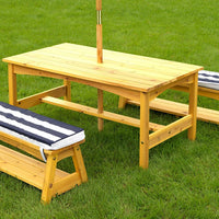 Outdoor Table & Bench Set with Cushions & Umbrella (Navy) garden supplies Kings Warehouse 