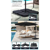 Outdoor Umbrella 3m Base Cantilever Beach Stand Sun Roma Black 50cm Kings Warehouse 