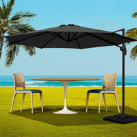 Outdoor Umbrella 3m Base Cantilever Beach Stand Sun Roma Black 50cm Kings Warehouse 