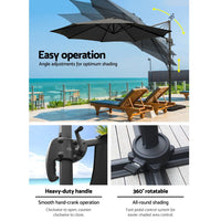 Outdoor Umbrella 3m Base Cantilever Beach Stand Sun Roma Black 50cm Kings Warehouse 