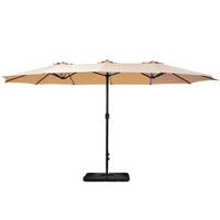 Outdoor Umbrella Beach Twin Base Stand Garden Sun Shade Beige 4.57m Kings Warehouse 