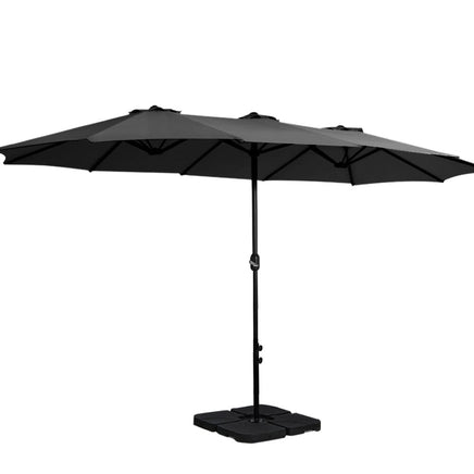 Outdoor Umbrella Beach Twin Base Stand Garden Sun Shade Black 4.57m Kings Warehouse 