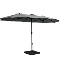 Outdoor Umbrella Beach Twin Base Stand Garden Sun Shade Charcoal 4.57m Kings Warehouse 