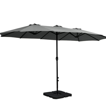 Outdoor Umbrella Beach Twin Base Stand Garden Sun Shade Charcoal 4.57m Kings Warehouse 