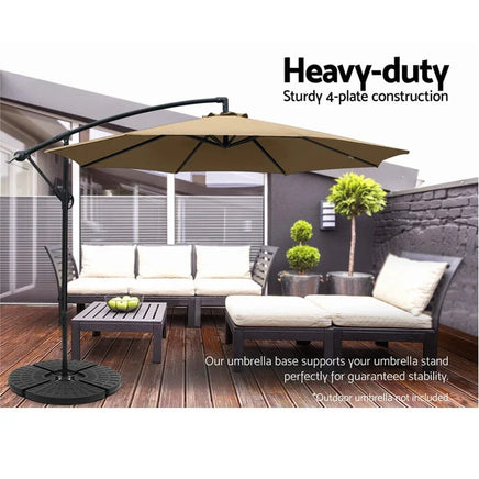 Outdoor Umbrella Stand 4 x Base Pod Plate Sand/Water Patio Cantilever Fanshaped Kings Warehouse 