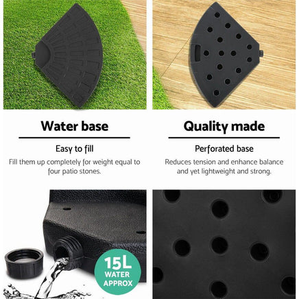 Outdoor Umbrella Stand 4 x Base Pod Plate Sand/Water Patio Cantilever Fanshaped Kings Warehouse 