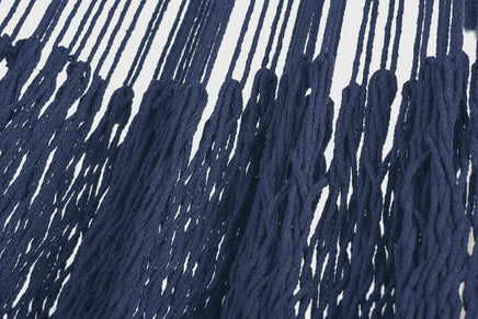 Outdoor undercover cotton Mayan Legacy hammock with hand crocheted tassels King Size Blue Kings Warehouse 