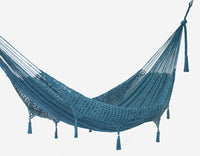 Outdoor undercover cotton Mayan Legacy hammock with hand crocheted tassels King Size Bondi Kings Warehouse 