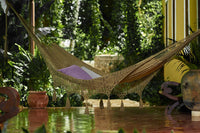 Outdoor undercover cotton Mayan Legacy hammock with hand crocheted tassels King Size Cedar Kings Warehouse 