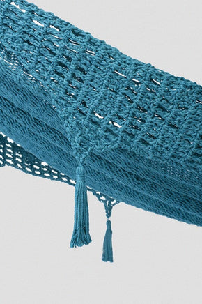 Outdoor undercover cotton Mayan Legacy hammock with hand crocheted tassels Queen Size Bondi Kings Warehouse 