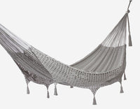 Outdoor undercover cotton Mayan Legacy hammock with hand crocheted tassels Queen Size Dream Sands Kings Warehouse 