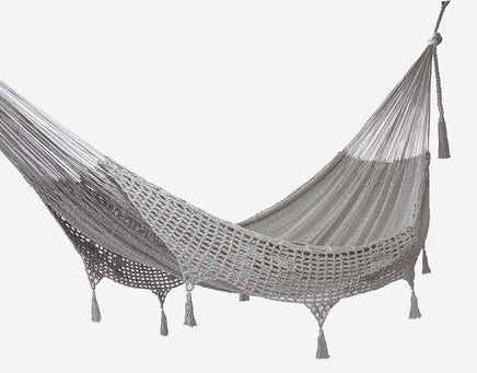 Outdoor undercover cotton Mayan Legacy hammock with hand crocheted tassels Queen Size Dream Sands Kings Warehouse 