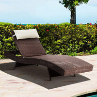 Outdoor Wicker Sun Lounge - Brown KingsWarehouse 