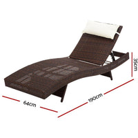 Outdoor Wicker Sun Lounge - Brown KingsWarehouse 